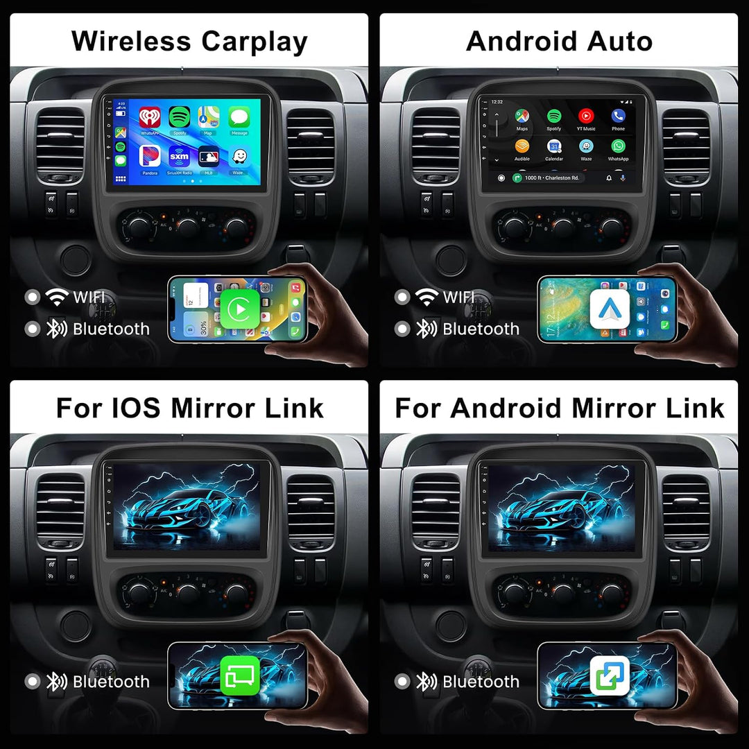 Hodozzy 2G 64GB Android Autoradio für Opel Vivaro B 2014-2018/ Renault Traffic 3 2014-2021 Wireless