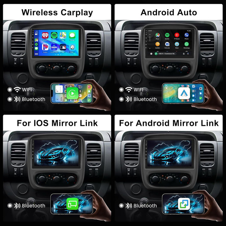Hodozzy 2G 64GB Android Autoradio für Opel Vivaro B 2014-2018/ Renault Traffic 3 2014-2021 Wireless