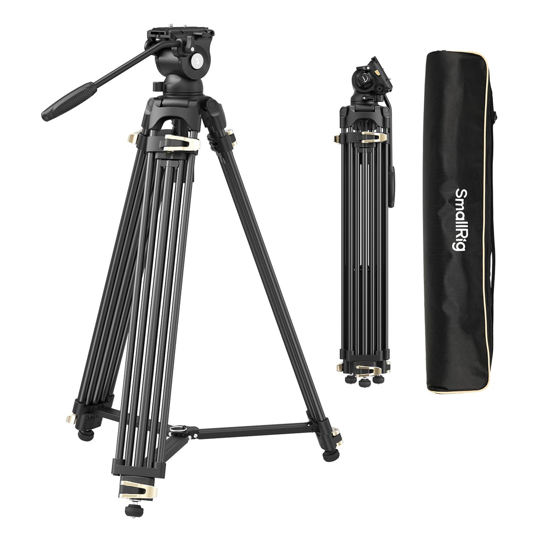 SMALLRIG AD-01S Videostativ, 74" Hochleistungsstativ mit Schwenk- und Neige-Fluidkopf, Dual-Mode-Sch