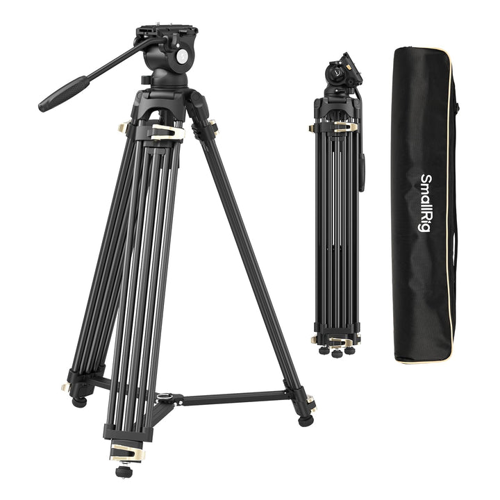 SMALLRIG AD-01S Videostativ, 74" Hochleistungsstativ mit Schwenk- und Neige-Fluidkopf, Dual-Mode-Sch