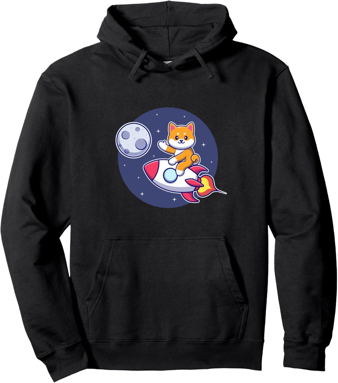 Funny Cute Dogecoin Moon Crypto Pullover Hoodie