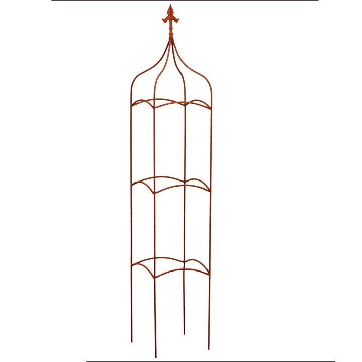 Gerry Rankgitter Rankhilfe Obelisk quadratisch m. Lilie Rankgerüst Metall Eisen Rost Deko (146cm hoc