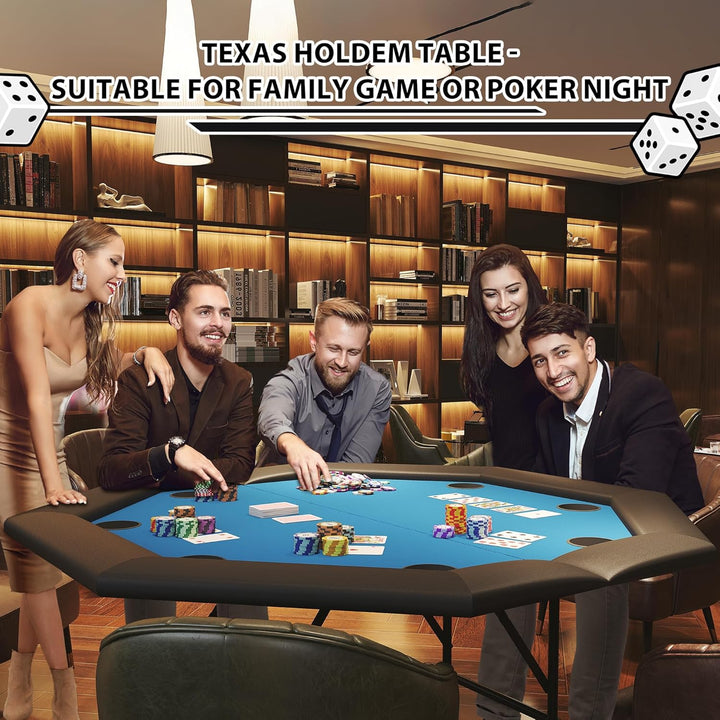 Garvee Professioneller Poker Tisch für 8 Spieler – Klappbarer Oktagon Spieltisch mit Edelstahl-Geträ