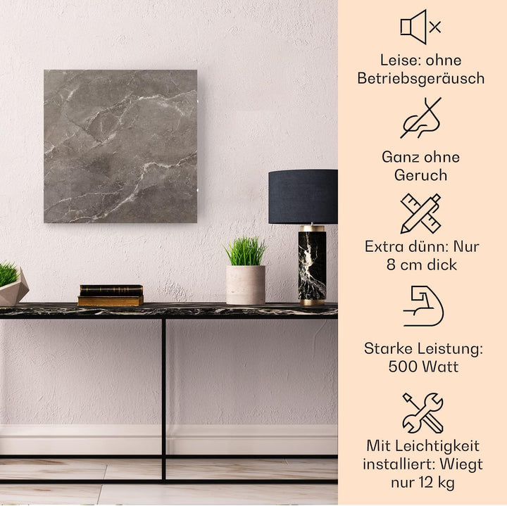 Klarstein 2-in-1 Infrarotheizung & Konvektor, Infrarotheizung mit Thermostat 500W, IP24-Infrarotheiz
