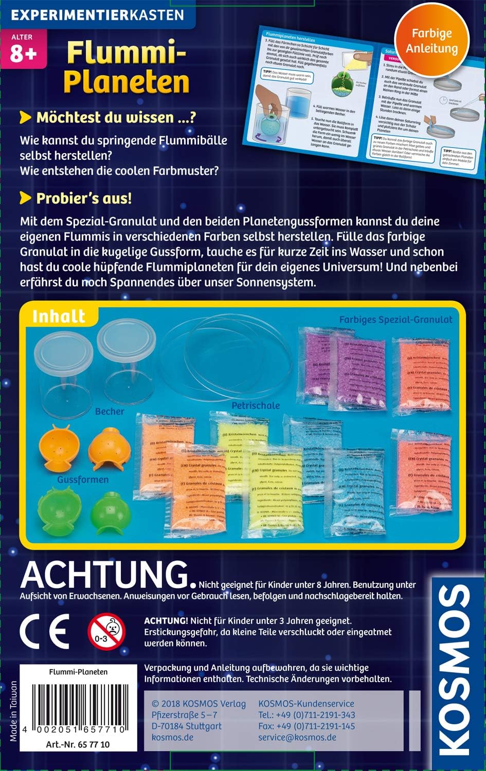 KOSMOS Flummi-Planeten, bunte Flummis selbst herstellen, coole Farbmuster selber mixen, Experimentie