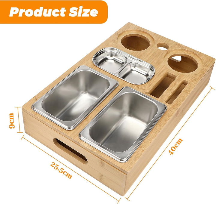 Sprifityy Couchbar Snackbox, Sofa Tablett, Mit Snackschalen Aus Edelstahl,mit Abnehmbarer Deckel, Sn
