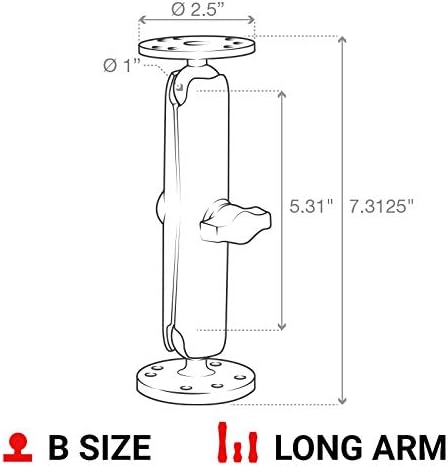 Ram-Mount RAM-B-101U-C Halterungsset (185,7 mm)
