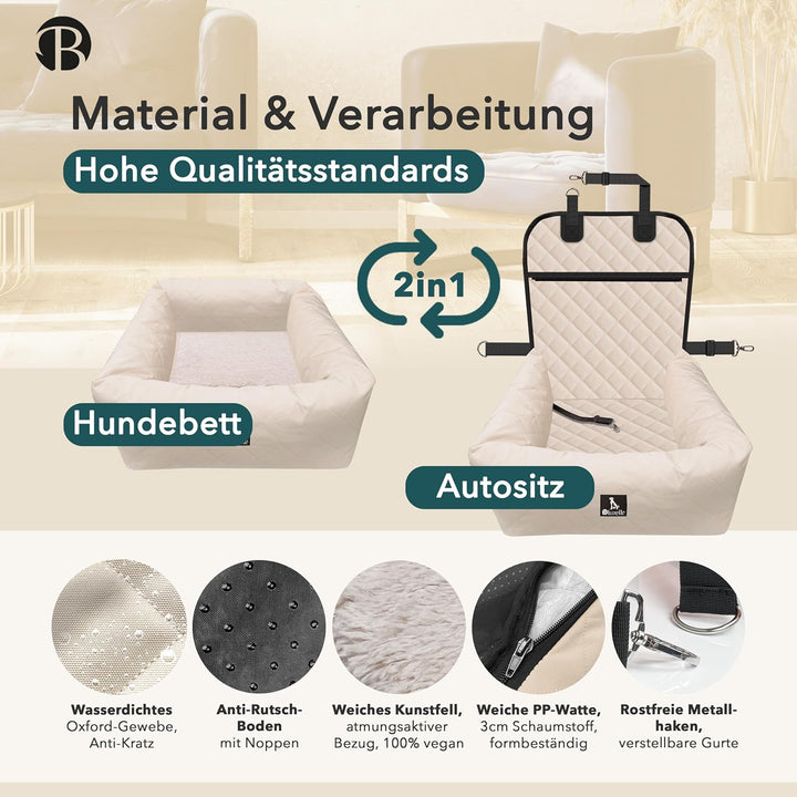 Hunde Autositz Auto Hundesitz, 2-in-1 Hundebett Hundekorb für kleine & mittelgrosse Hunde, Oxford St