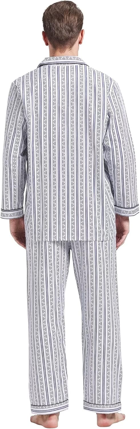 Amaxer 100% Baumwolle Herren Flanell Pyjamas Set Herren Pyjamas Home Fashion Pyjamas Langarm Hosen S