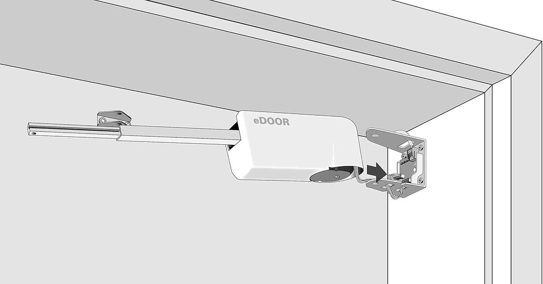 Elektronischer Funk-Türantrieb für Innentüren eDoor, mit Funk-Handsender, für Links-Anschlag Weiss