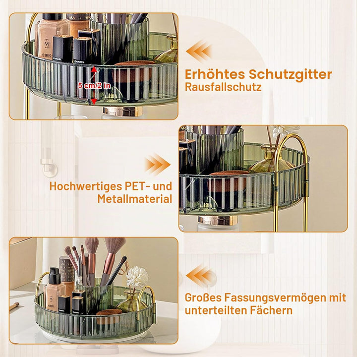 SHANNA Make Up Kosmetik Organizer: 3 Verstellbare Ebenen Make-Up-Aufbewahrung auf Ständer, Drehbarer
