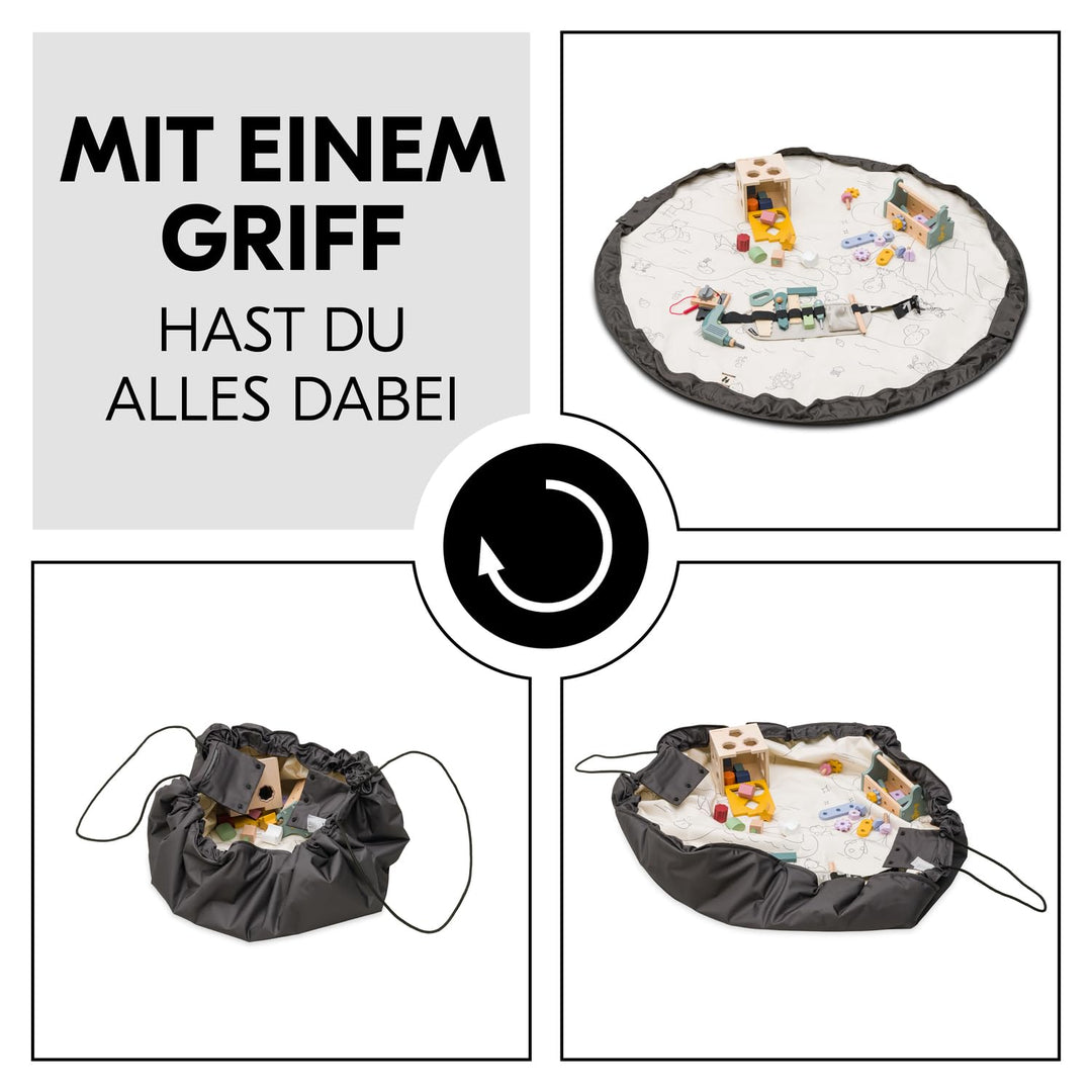 hauck Play N Tidy. Dark Grey – 2in1 Spielmatte & Aufbewahrungstasche für Babys & Kleinkinder, 120 cm