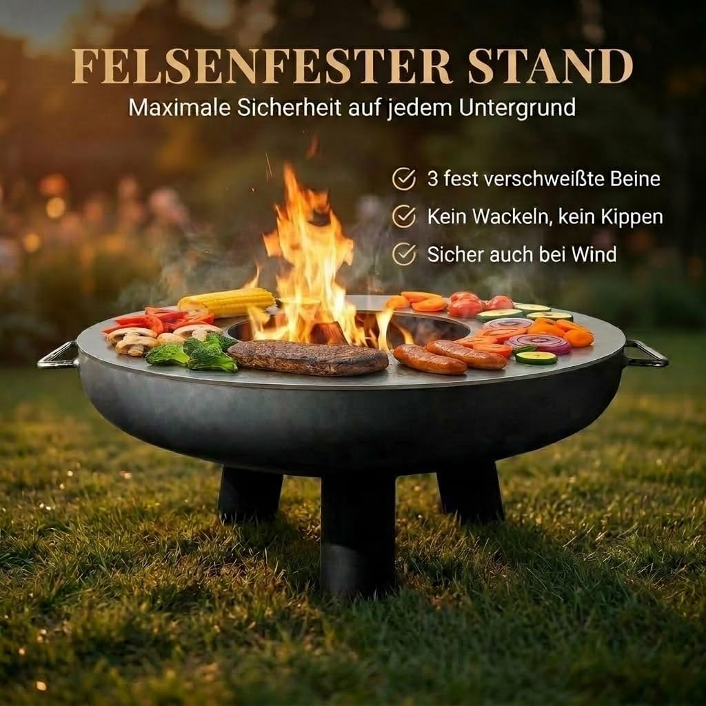 Feuerplatte Plancha Feuerring aus Edelstahl 4mm, Grillplatte passend für Feuertonne 100 cm (Lieferun