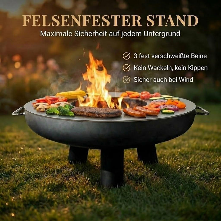 Feuerplatte Plancha Feuerring aus Edelstahl 4mm, Grillplatte passend für Feuertonne 80 cm (Lieferung
