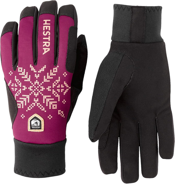 Hestra Women´s XC Primaloft 5-Finger Glove Bordeaux-Druck 6, Bordeaux-Druck 6