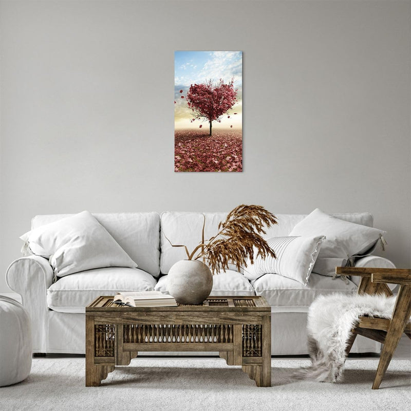 Bilder auf Leinwand Abstraktion Herbst Baum Blatt Leinwandbild mit Rahmen 45x80cm Wandbilder Dekorat