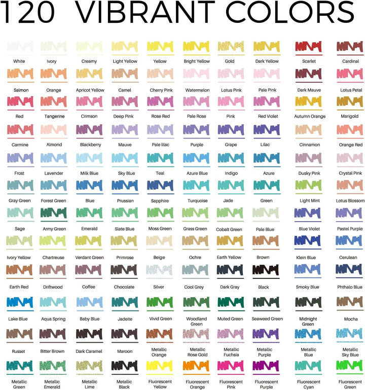 Artecho Dual-Tip Acrylmalstift, 120 Farben, feine Spitze und Pinselspitze 120 Farben(Dual Tip), 120
