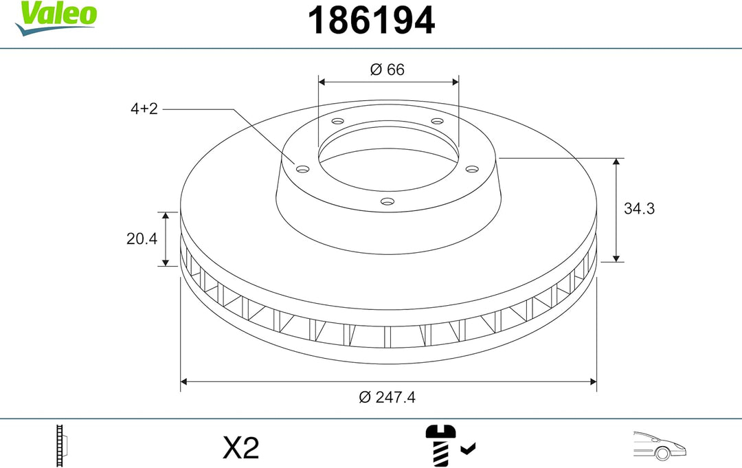 VALEO 186194 Bremsscheibe (Paar)