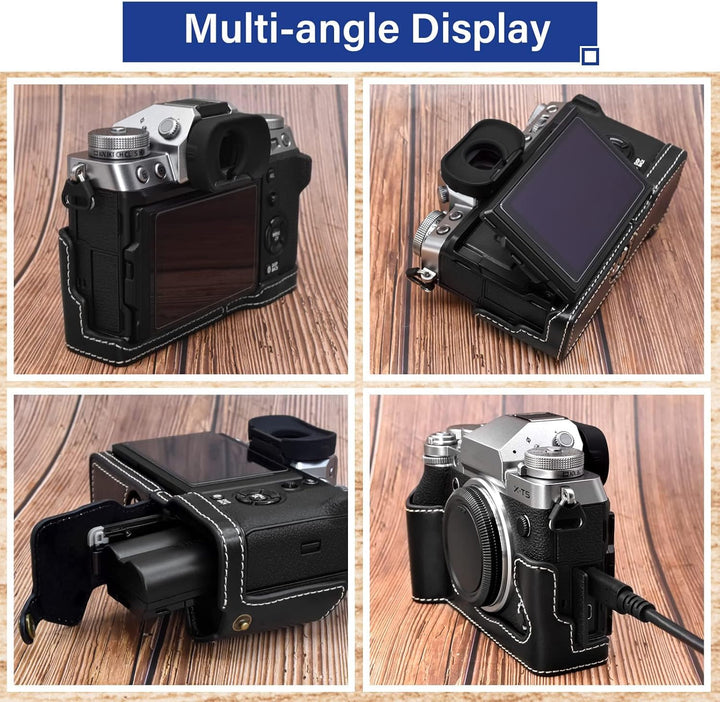 Rieibi Fuji XT5 Schutzhülle – hochwertiges PU-Leder Halbtasche für Fujifilm X-T5 Digitalkamera – sch