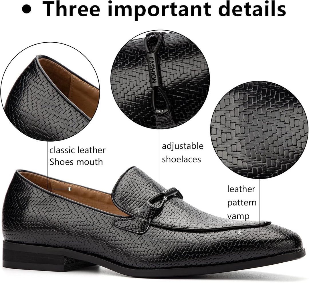 MEIJIANA Herren Mokassins Herren Elegante Schuhe Herren Casual Slip on Anzugschuhe 42 EU Schwarz 01,