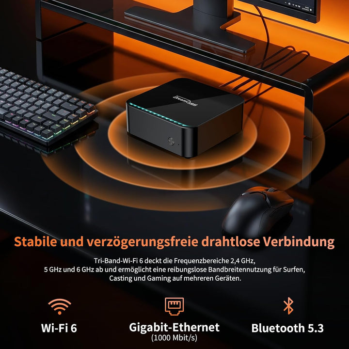 DreamQuest Mini PC Windows 11 Pro - AMD Ryzen 5 7430U, 16GB DDR4 RAM, 512GB SSD (erweiterbar), WiFi