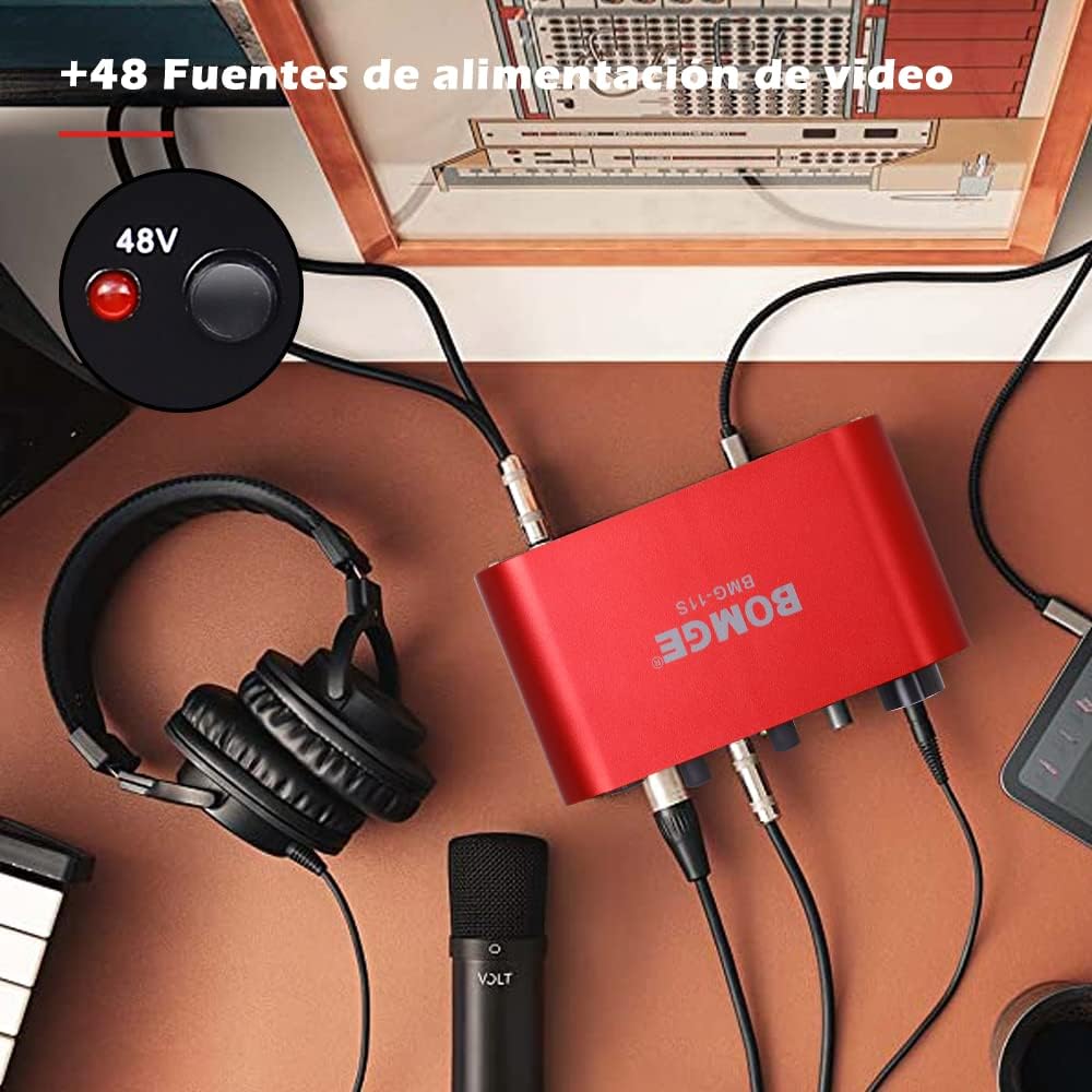 BOMGE BMG11S USB-Audio-Schnittstelle (24 Bit/192 kHz) mit XLR, 48 V Phantomspeisung, für Gitarristen