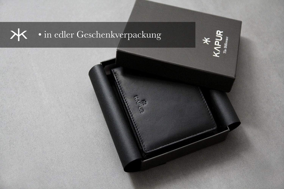 KAPUR kleine Echtleder Herren Geldbörse ‚MR. Kacper‘ im Querformat, edles Portemonnaie mit 6 Kreditk