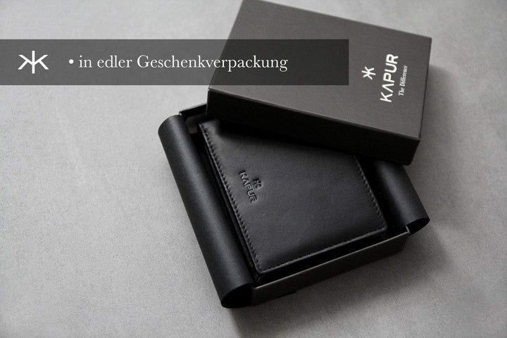 KAPUR kleine Echtleder Herren Geldbörse ‚MR. Kacper‘ im Querformat, edles Portemonnaie mit 6 Kreditk