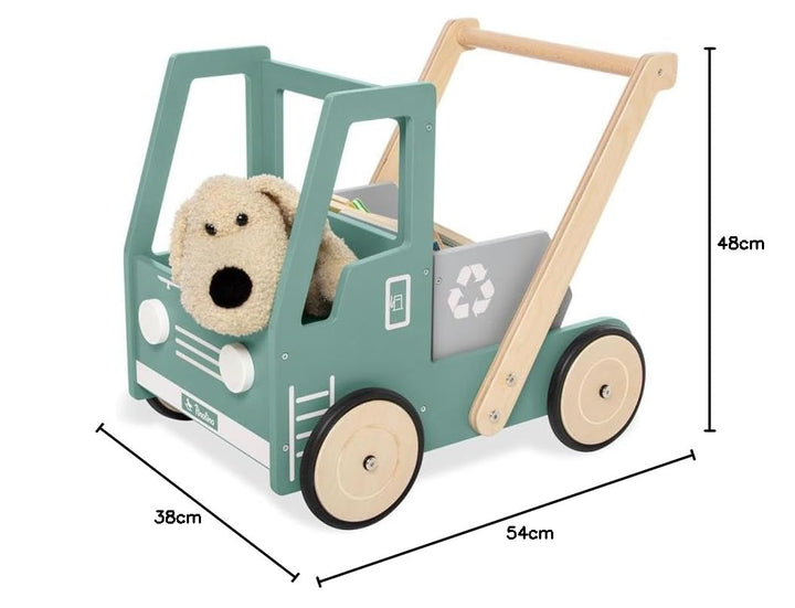 PINOLINO Lauflernwagen Kipplaster Fred, aus Holz, mit Bremssystem, gummierten Holzrädern und kippbar
