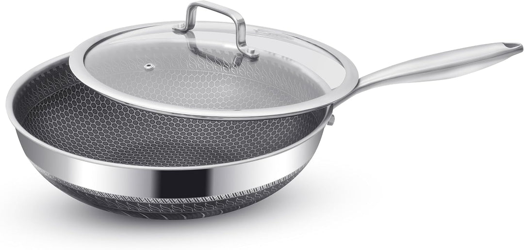 INTIGNIS Wok mit backofenfestem Deckel – Anti-Kratz-Küche, zum Sautieren, Braten, Braten – Grosse 30