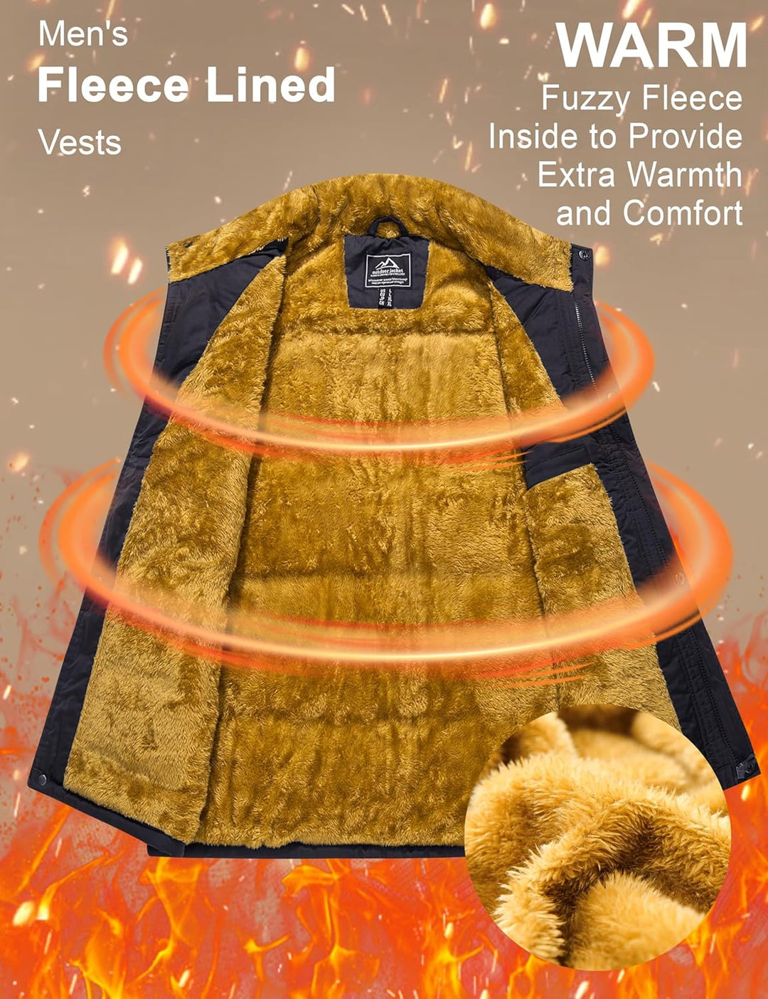 MAGCOMSEN Weste Herren Gefüttert Winterjacke Ärmellos Warme Fleeceweste Freizeit Thermo Übergangswes