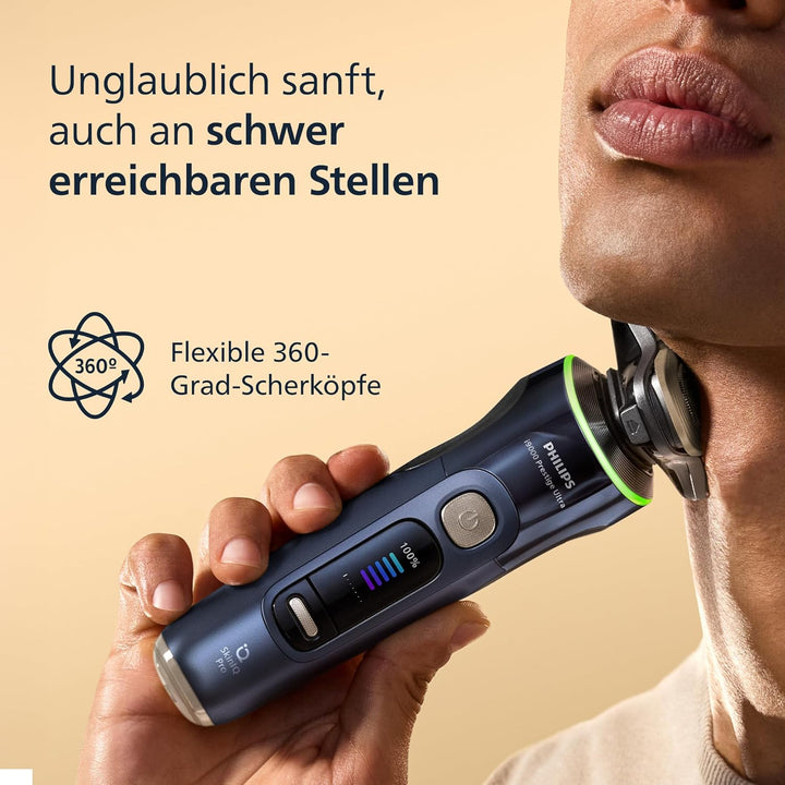 Philips Rasierer i9000 Prestige Ultra, Nass- und Trockenrasierer, adriatic, Druck- und Bewegungssens