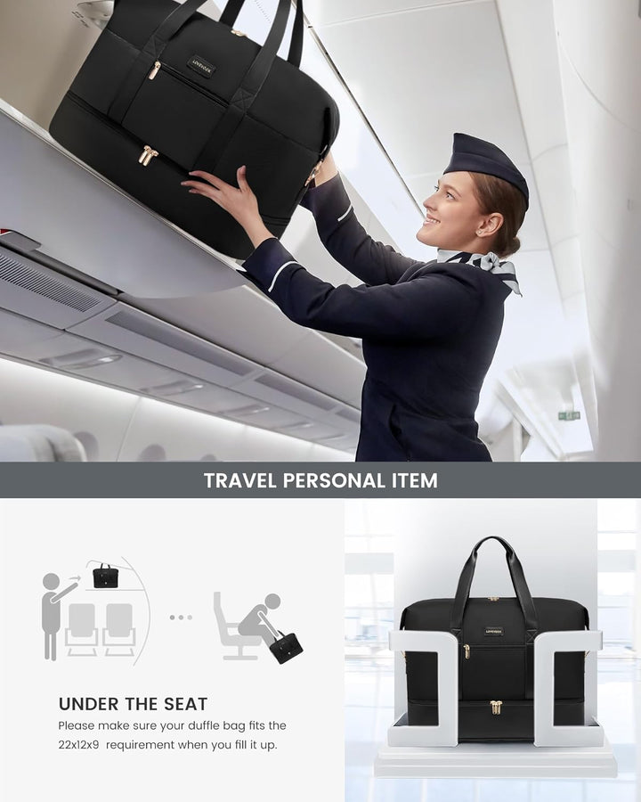 LOVEVOOK Reisetasche Damen Weekender Bag, Gross Handgepäck Tasche 60L Sporttasche Kliniktasche Gebur