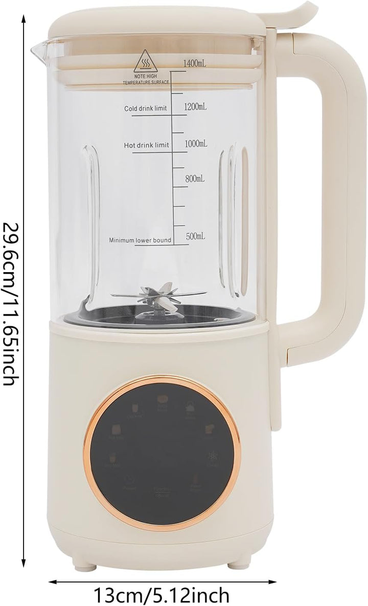 Sojamilchbereiter 600W 1400ml Nussmilch Maschine mit Touch-LED-Display und 16 Klingen Pflanzenmilchb