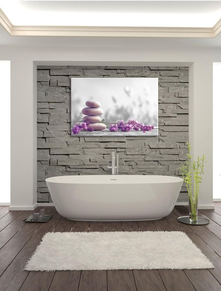 Pixxprint Lavendel Spa-Stillleben B&W Detail, Format: 100x70 auf Leinwand, 100x70