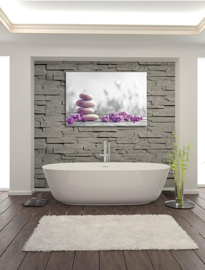 Pixxprint Lavendel Spa-Stillleben B&W Detail, Format: 100x70 auf Leinwand, 100x70