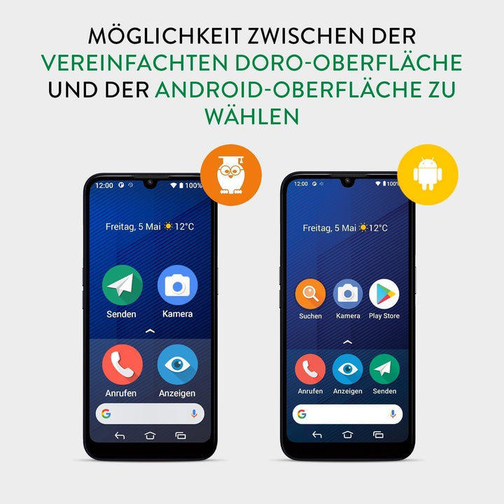 Doro - 8200 Secure - 4G-Senioren-Smartphone ohne Vertrag - Mit Notruf-Armband - 6.1'' Display - Notr