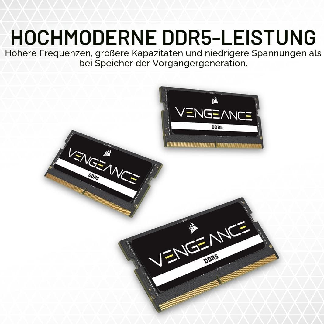 Corsair VENGEANCE SODIMM DDR5 RAM 8GB (1x8GB) 4800MHz CL40 Intel XMP iCUE Kompatibel Computer Speich