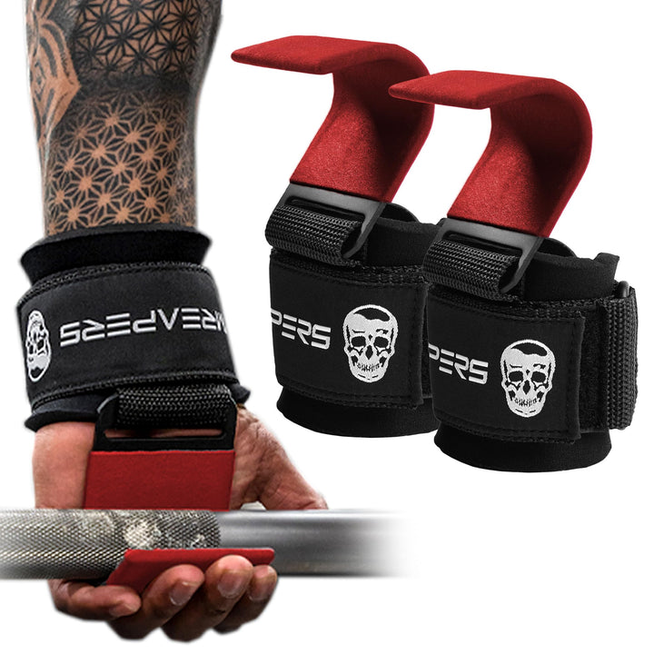 Gymreapers Weight Lifting Hooks (Pair), Heavy Duty Power Wrist Straps Hand Grip Support For Deadlift