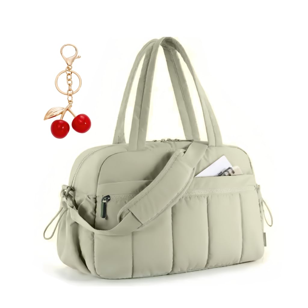 Puffer Reisetasche Damen, Sporttasche Gym Travel Bag, Handgepäck Tasche Weekender mit PVC nasse Tasc