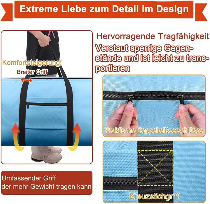 Extra Grosse Reisetasche, Wasserdicht Transporttasche, Heavy Duty Tragetasche mit verstärkten Griffe