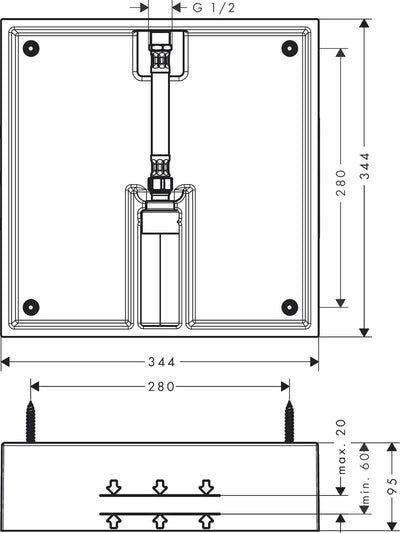 hansgrohe Grundkörper für Kopfbrause Raindance E 400x400, chrom Sonstige 1.0, Sonstige 1.0