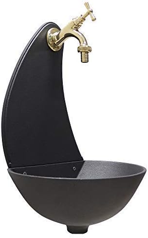 Wandbrunnen Modell Luna Farbe Gusseisen mit Wasserhahn Modell 303L aus poliertem Messing für Haus un