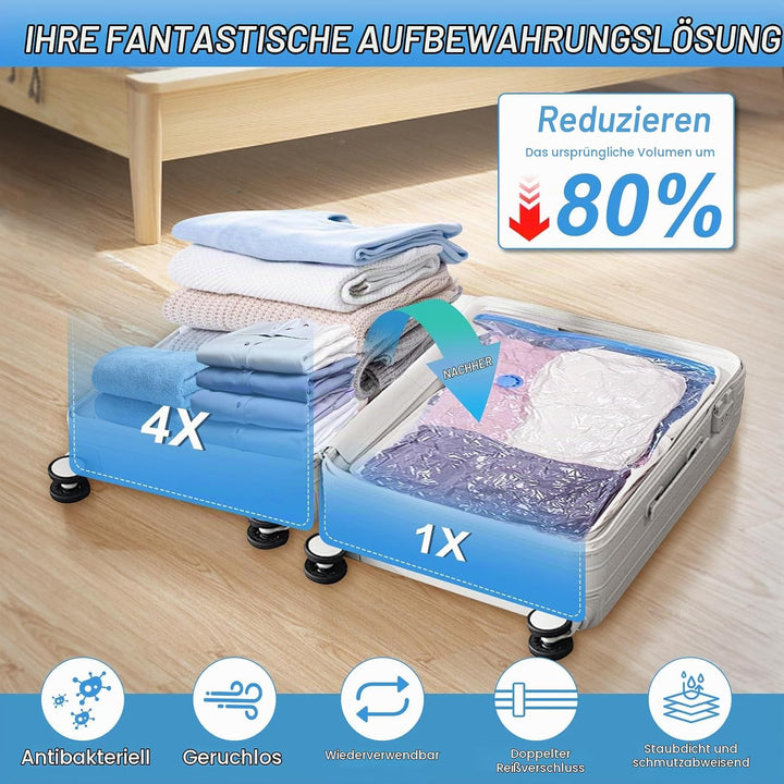 Vakuumbeutel für Kleidung mit Elektrischer Pumpe, 16 Stück (4 Jumbo,4 Gross,4 Mittel,4 Klein), Platz