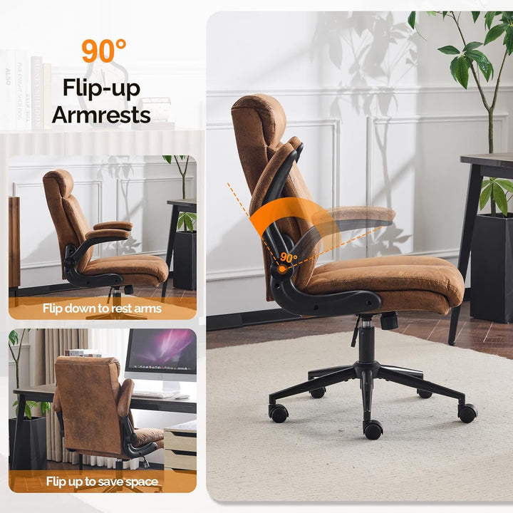 Bonnlo Ergonomischer Bürostuhl, Schreibtischstuhl mit hochklappbarer Armlehne, Computerstuhl, Drehst