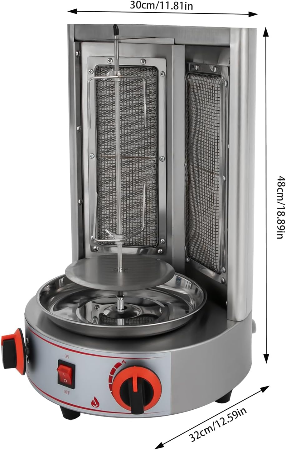 Dönergrill, 4.3KW Gas Vertikaler Broiler Döner Dönergrill Barbecue Grill 360° Drehbaren BBQ Kebabs T