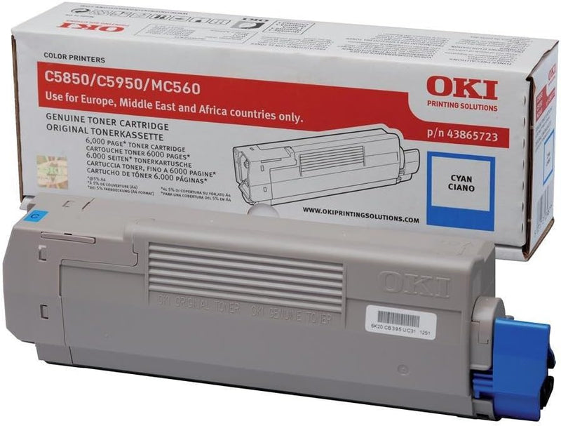 Oki Cyan Toner für C5850/5950 Laserdrucker (6.000 Seiten, Laser, Cyan)