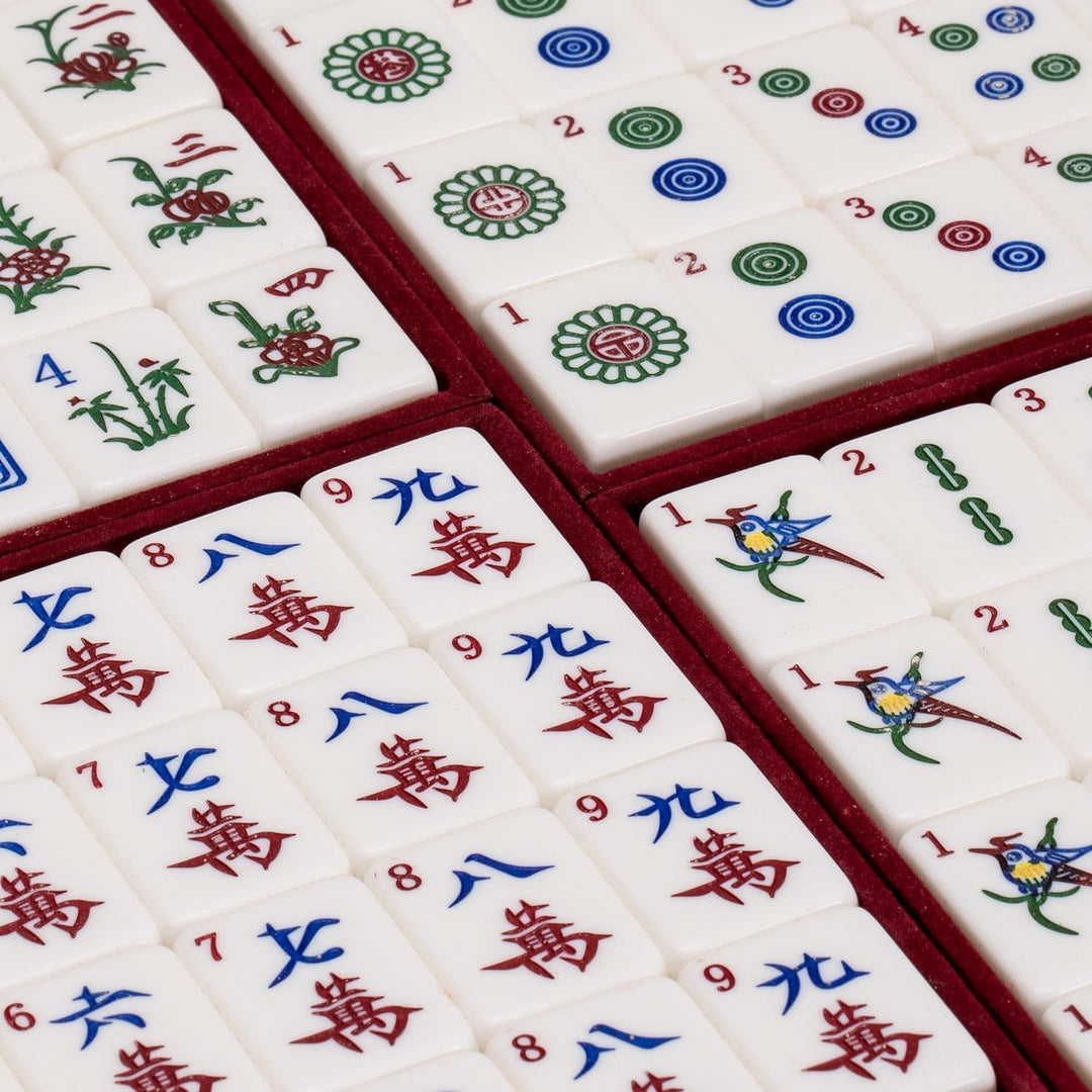 Yellow Mountain Imports Klassisches Mahjong-Set aus China - Champagner-Gold - 148 Mittelgrosse Ziege