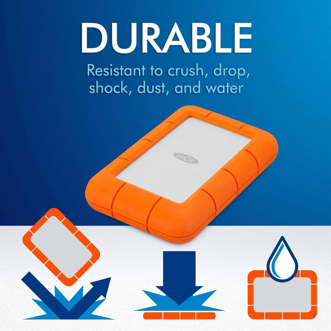 LaCie Rugged Mini 4TB tragbare externe Festplatte, 2.5 Zoll, PC & Mac, inkl. USB-C w/o USB-A Kabel,