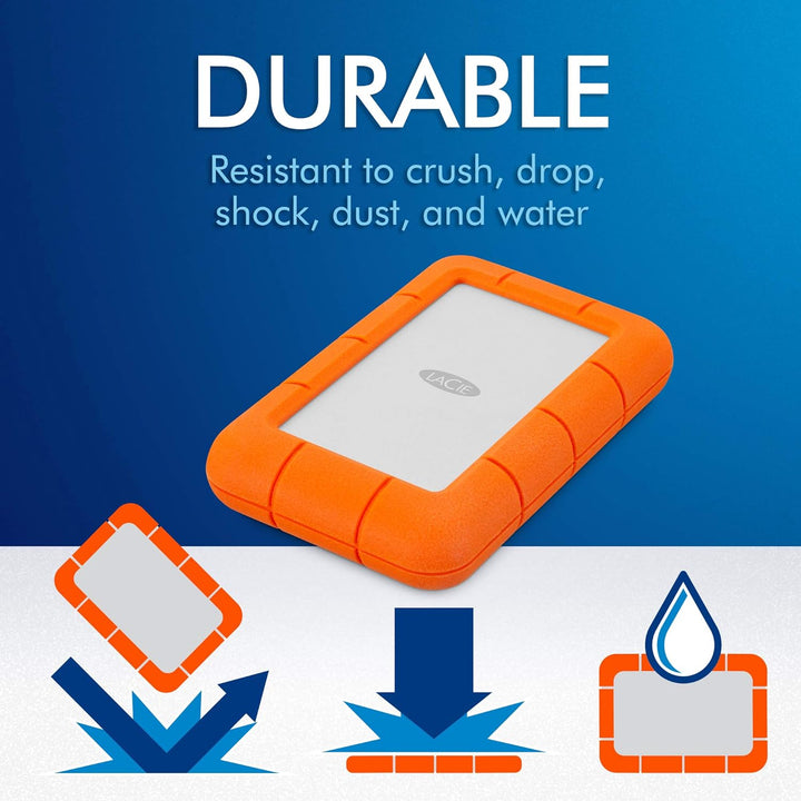 LaCie Rugged Mini 4TB tragbare externe Festplatte, 2.5 Zoll, PC & Mac, inkl. USB-C w/o USB-A Kabel,